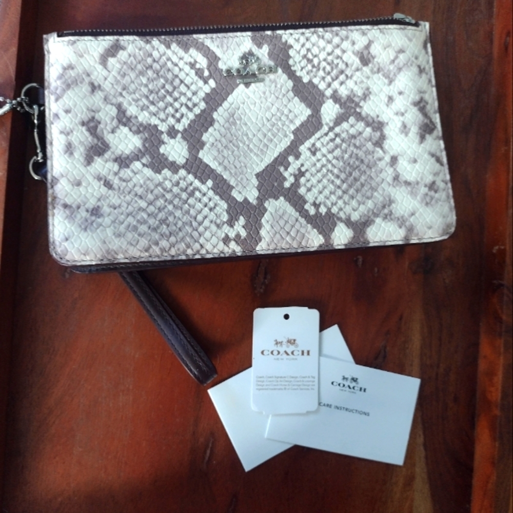 Coach Exotic Python Crosby Clutch Embossed Leather - image 8